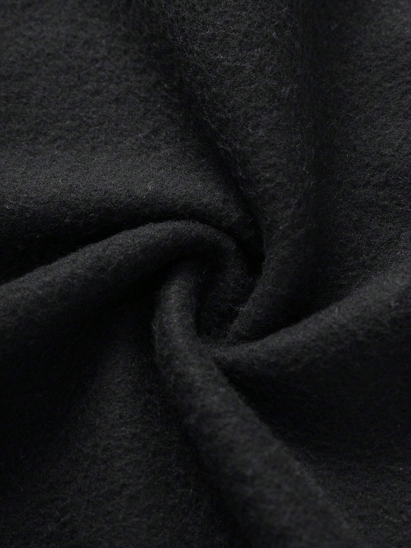 Women's Fleece Sweatshirt Solid Color Letter Kangaroo Pocket Drawstring Print Hoodie Wholesale_voghion.com