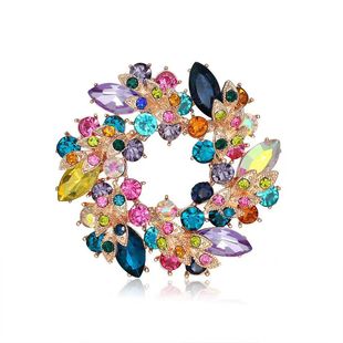 High-grade brooch Bauhinia flower large wreath corsage ornaments inlaid with diamonds vintage pins exquisite full of diamonds pins clothing accessories