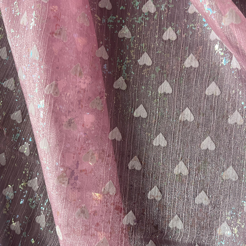Nuevo tipo de tela de malla de algodón estereoscópico blanco fantasía amor tela de malla vestido tela de vestido