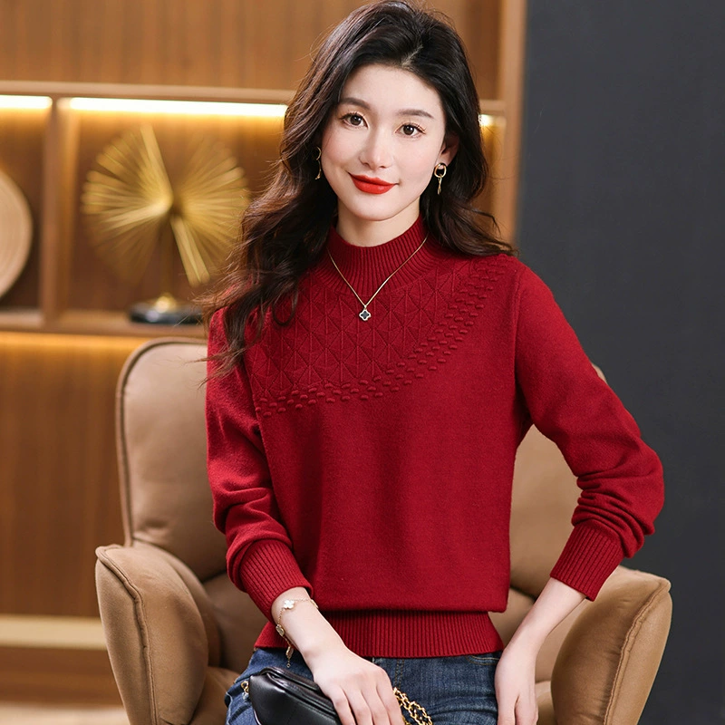 Осенне-Зимний новый женский свитер прет-а-порте первой линии, Удлиненная рубашка с длинным рукавом и высоким воротом, модный тонкий свитер в западном стиле