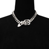 Accessory, chain, belt, buckle, lock, trend metal necklace hip-hop style, European style