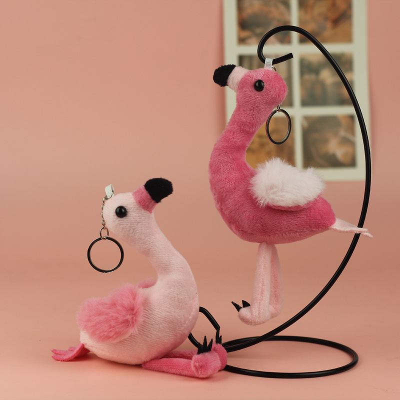 Lovely lindo flamenco peluche juguetes colgantes muñecas de tela de dibujos animados muñecas de corazón muñecas bolsas colgantes