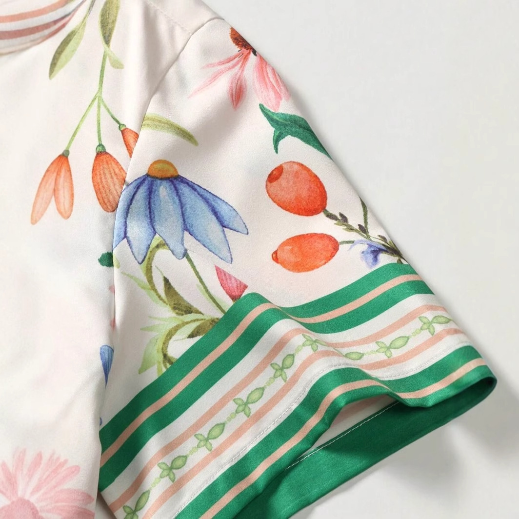 Xiyin venta caliente verano camisa pantalones cortos traje playa vacaciones coloridas rayas florales spot de impresión digital 3D