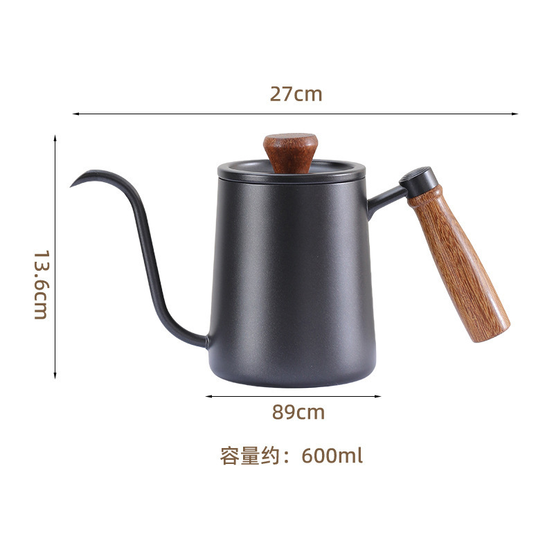 ウォールナットハンドルコーヒーポット 304 ステンレス鋼コーヒーポットスケール細口手淹れコーヒーウェアドリップフィルターポット|undefined