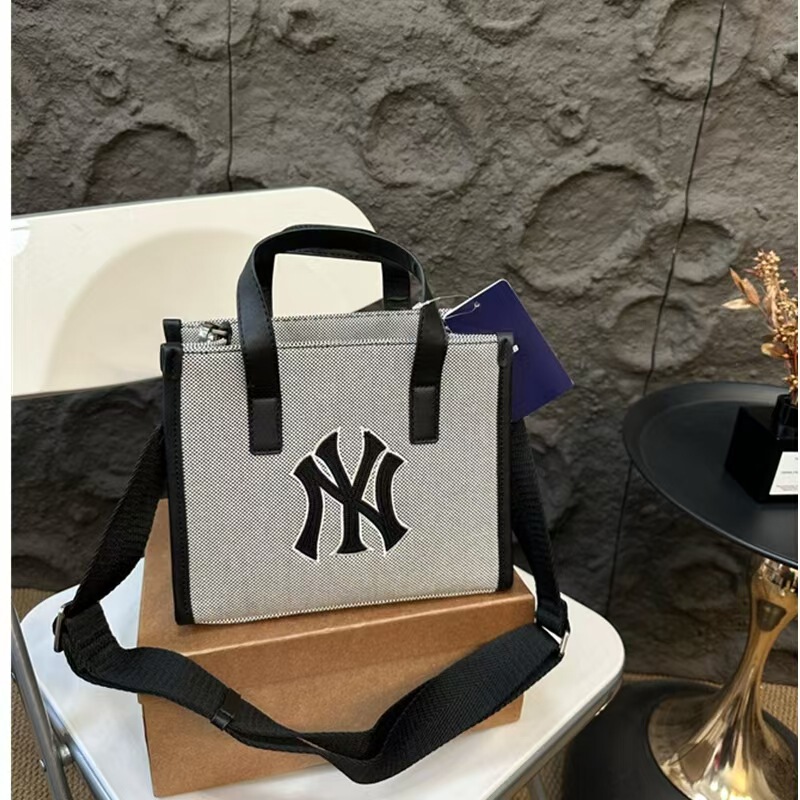 Korean Mlb Canvas Ny Embroidered Small Tote Bag Women's Fashion Casual Handbag Work Clothing Versatile Shoulder Crossbody Bag