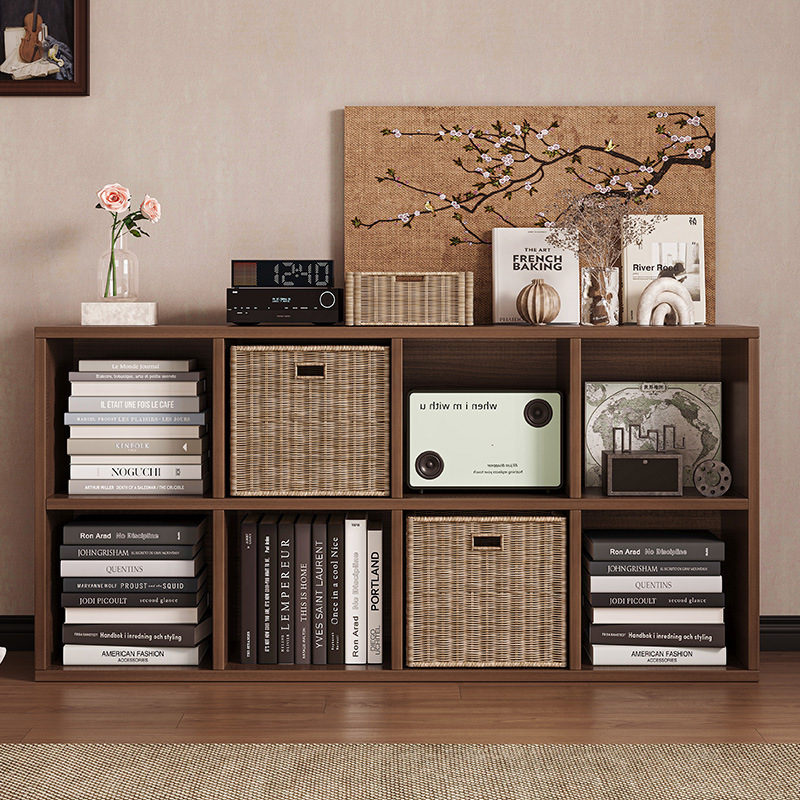 Carefully Selected Simple Bookshelf Low Cabinet for Small Apartments, Large Capacity Floor-Standing Ins-Style Long Storage Cabinet Against the Wall for the Balcony