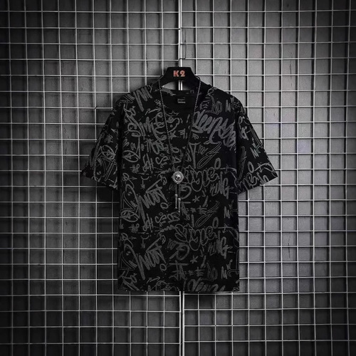 New trendy brand printed short-sleeve men's summer thin model Japanese cool t-shirts for men large size loose casual men's T-shirts trendy