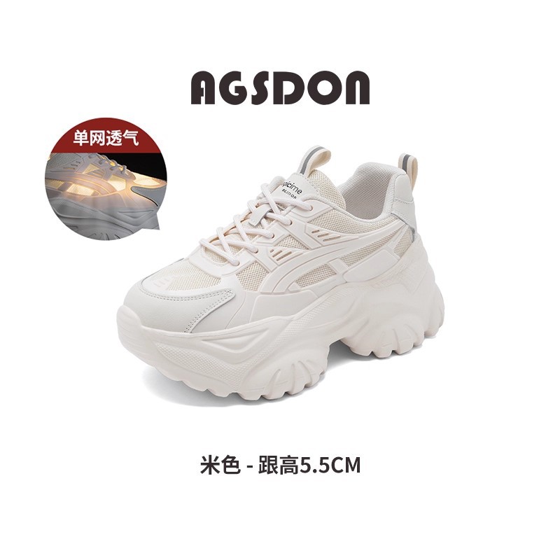 Augu Shi Deng zapatos de base gruesa para padres y mujeres 2026 nuevos zapatos de primavera pequeños zapatos blancos zapatos casuales ligeros y zapatos de algodón