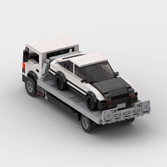 Moc積み木互換レゴ94074レスキュー平板トレーラーモデルspeedシリーズ8格車子供プレゼント