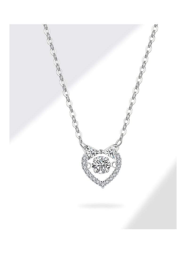 Heart Shape Pattern All Seasons Season Women's Gender 925 Sterling Silver Cable Chain Plating Heart Shape Pendant Necklace