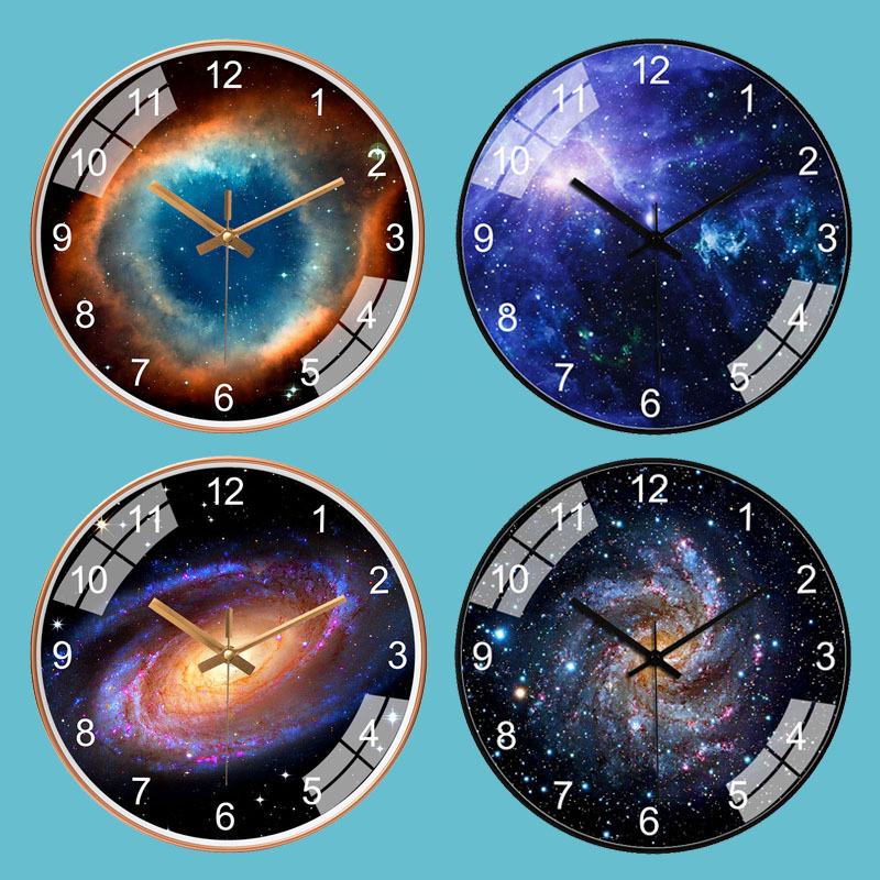 Reloj nórdico de Internet para sala/dormitorio [20cm/8 pulgadas], reloj silencioso de estrellas/espacio/Galaxia, reloj de pared para hogar