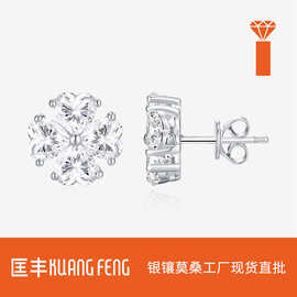 跨境s925纯银镀白金心形耳钉 唯美小清新百搭设计感耳环女款耳饰