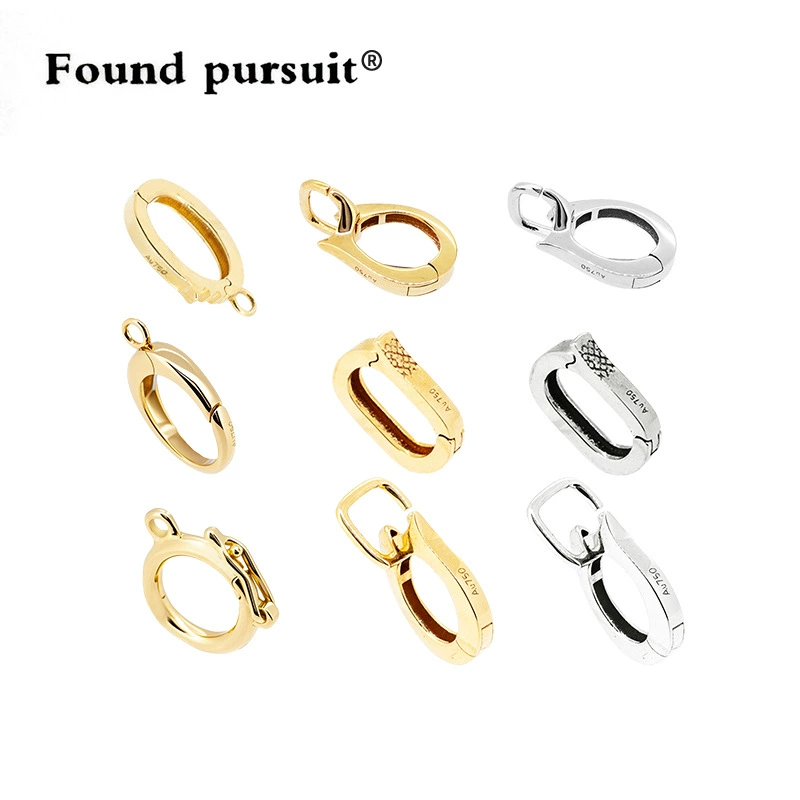 Пряжка из чистого золота 18 карат, универсальная пряжка AU750, ювелирные аксессуары, сделай сам, жемчужное ожерелье, подвеска, пряжка, многофункциональная золотая пряжка