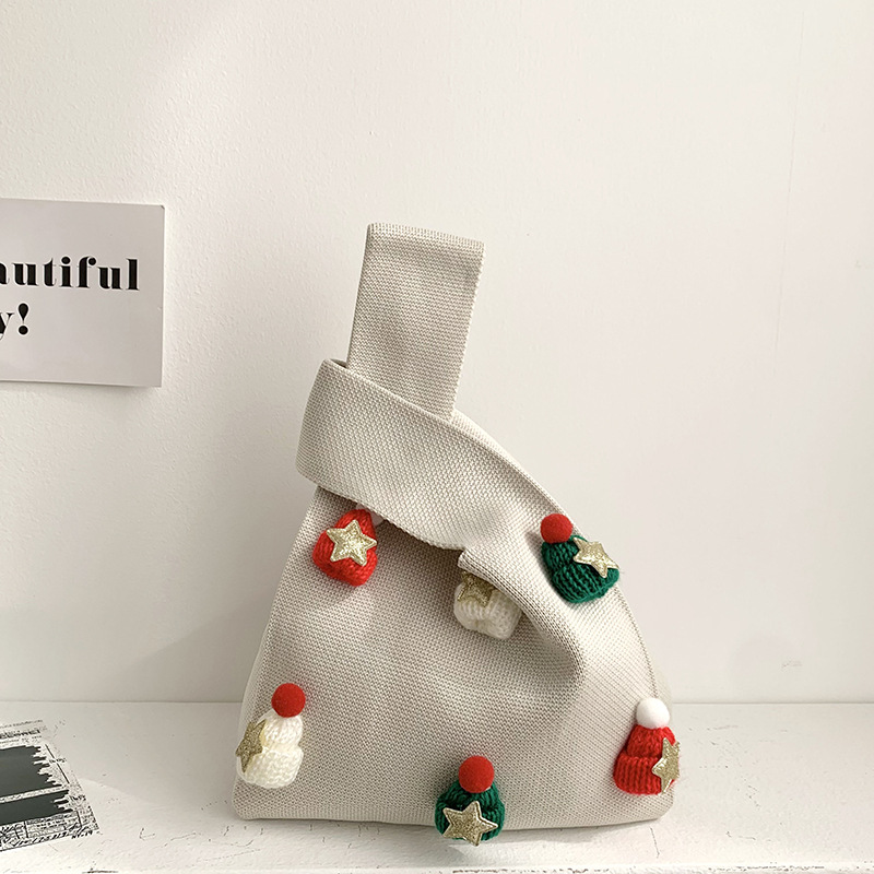 Bolso de mochila para mujeres versátil 2025 nuevo bolso de regalo de navidad sombrero tridimensional bolso de punto bolso de hombro