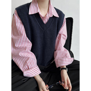 Lu Xi Stacked Knitted Vest for Women 2025 Autum New Versatile Slit Vest Vest Sleeveless Top Ss560