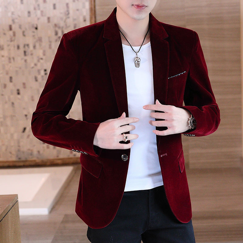 Men's Casual Corduroy Suit, Korean Style Slim Fit Trendy Flannel Small Western-style Youth Single West Coat Outerwear Trend