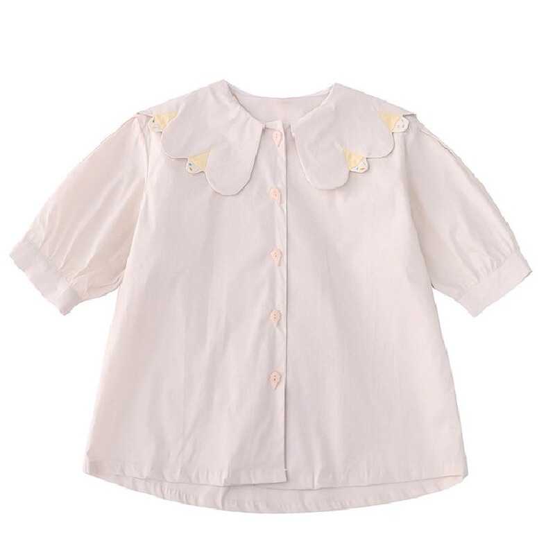Antique Niche Design Tailored Biscuit Embroidery Cute Doll Shirt Base Long Sleeve Shirt for Women