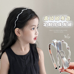 儿童高级感银色发箍女童甜美蝴蝶结kt猫头箍女宝宝压发发捆不勒头