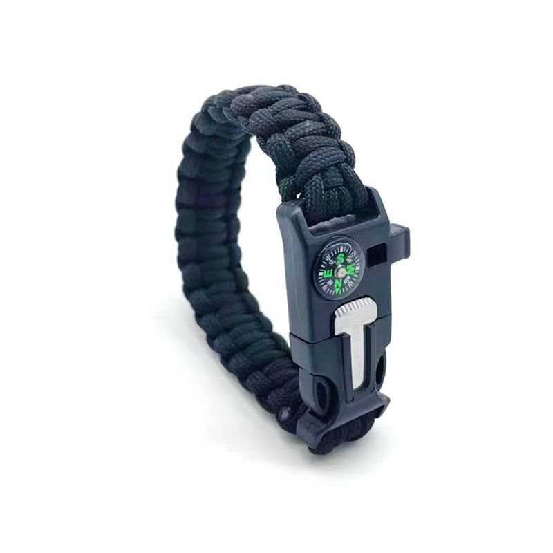 Supervivencia al aire libre de siete núcleos paraguas cuerda tejida pulsera supervivencia silbato hoja Flint gran brújula siete núcleos paraguas cuerda