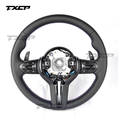Suitable for BMW 3 Series, 5 Series, 7 Series, X1, X2, X3, X4, X5, X7, M2, M3, M4 – full leather, sporty style, T-shaped steering wheel (Steering wheel) - black-warrior-model