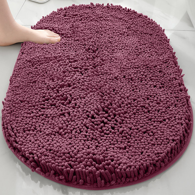 Alfombra absorbente de baño de chenilla ovalada Alfombra de pie de puerta de baño Alfombra antideslizante de entrada de baño Alfombra de dormitorio
