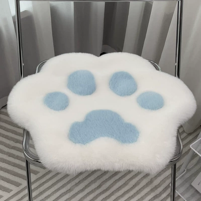 Car Carpet Chair Cushion Small Footprint Cushion - white-sky-blue-cat-claw-short-hair-4040cm