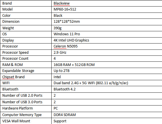 Blackview MINI PC MP60  8+256GB  16+512GB 电脑主机 香港交货详情17