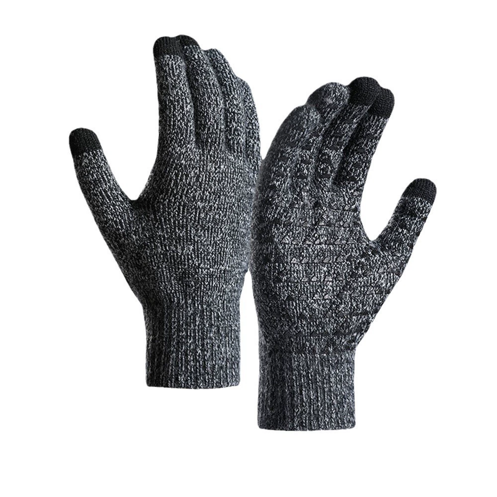 Вязаные нескользящие тёплые перчатки