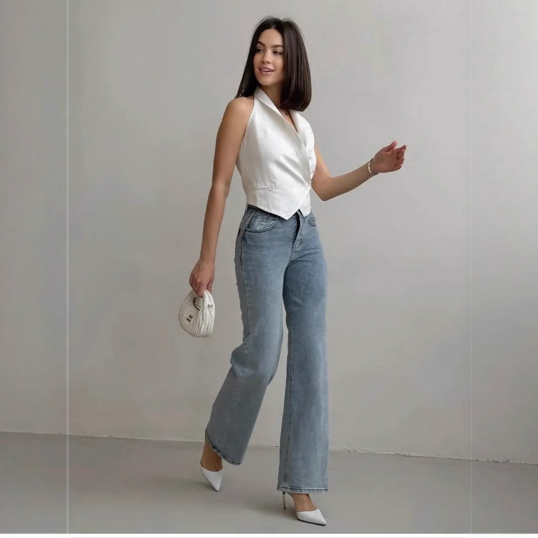 俄罗斯服装外贸牛仔裤女2025新款微喇裤秋装跨境OZON/WB一件代发|undefined