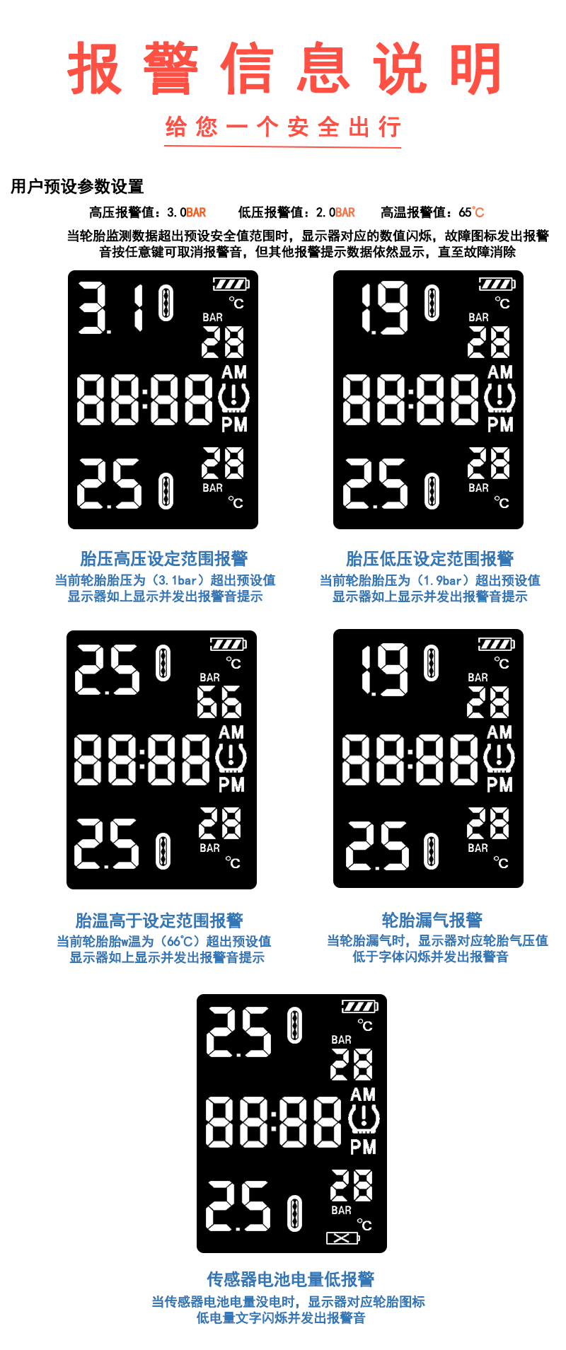 Motorcycle Tire Pressure Monitoring Solar-Powered External Electric Vehicle Tire Pressure Detector Tpms Supports Mobile App