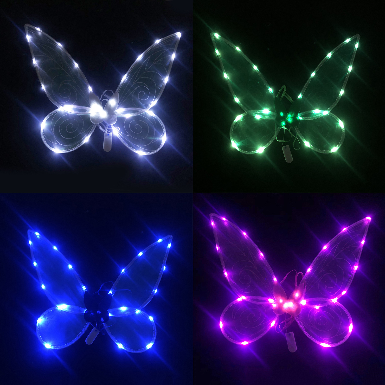 Alas de mariposa elfo transfronterizo plegable colorido alas de Ángel grandes niños adultos accesorios de rendimiento del Festival