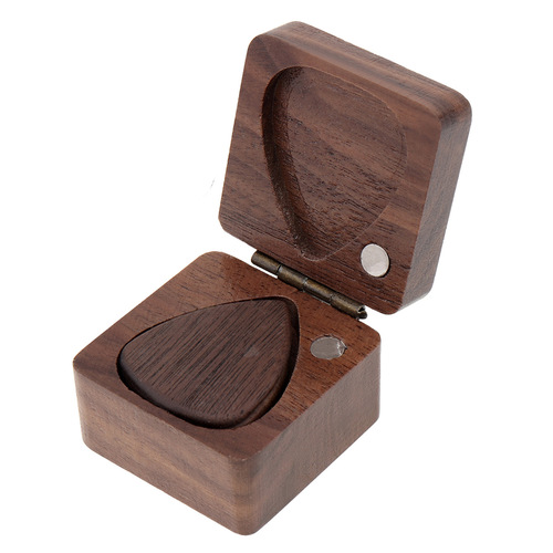 Wholesale Guitar Pick Box Black Walnut Storage Box Magnetic Buckle Collection Box 3 Picks + Pick Box