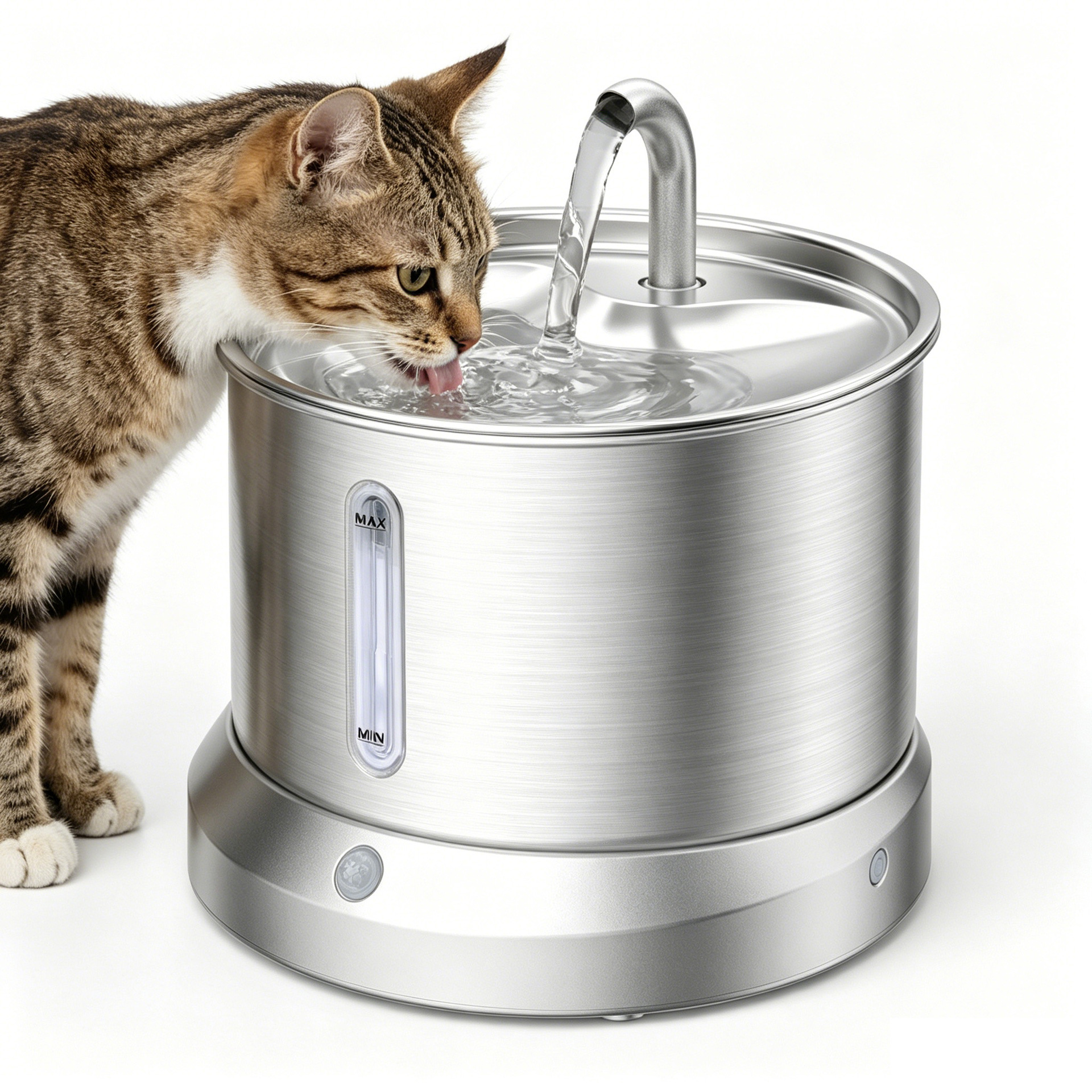 不锈钢宠物饮水机智能充电款无水泵小猫咪喝水喂水器猫狗用品厂家