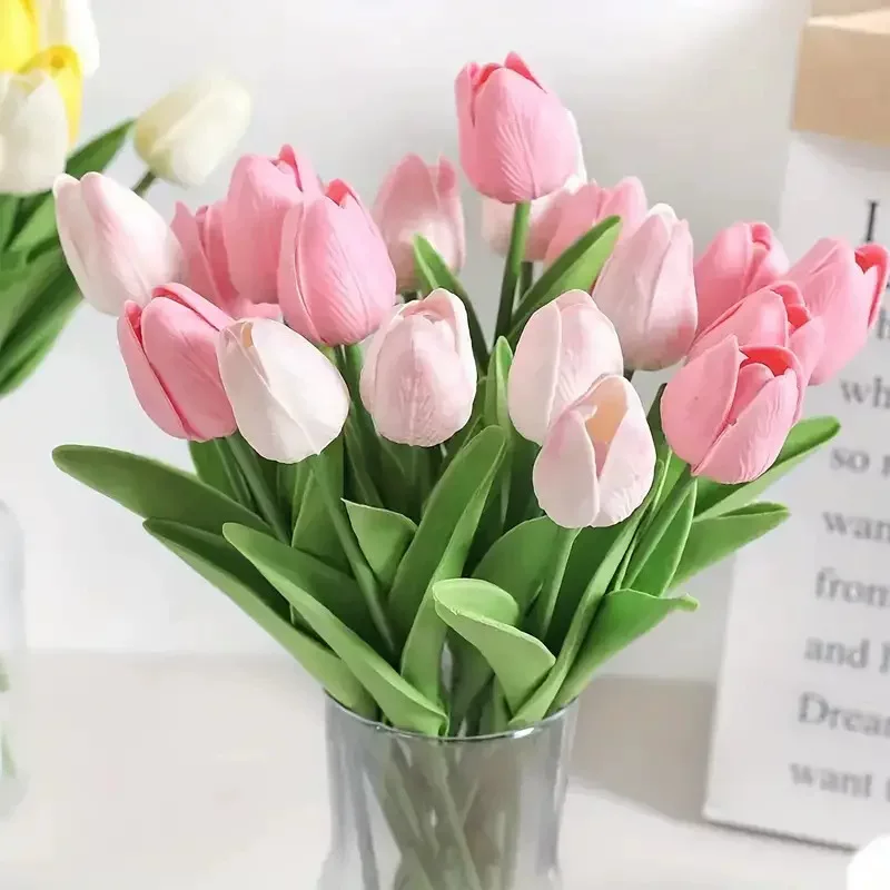 Realistic Faux Tulip Bouquet, High‑End Decorative Artificial Flowers for Wedding & Home