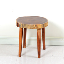 胡桃木餐凳实木矮凳子时尚圆凳纯实木老榆木餐凳圆凳简约茶几凳
