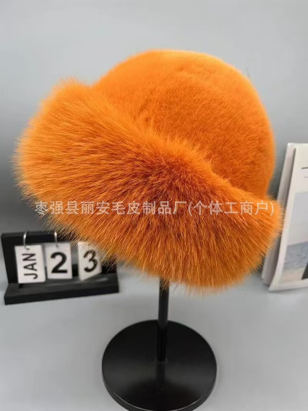 跨境新款蒙古帽仿皮草毛绒帽子女秋冬防寒保暖盆帽时尚百搭渔夫帽|undefined