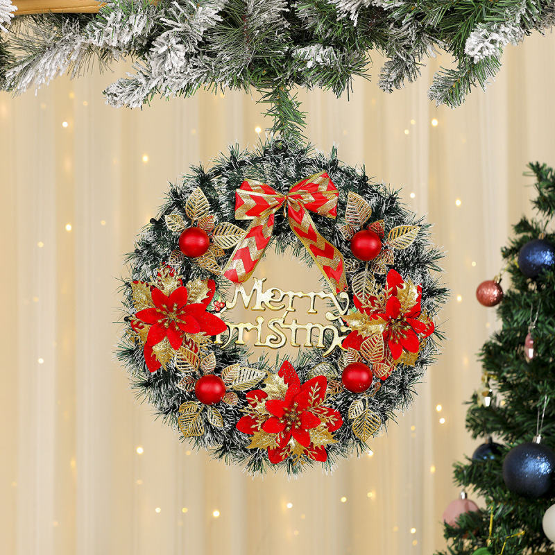 国境を越えた新しいクリスマス装飾花輪クリスマスガーランドホテルショッピングモール装飾ドア吊り松葉装飾品|undefined