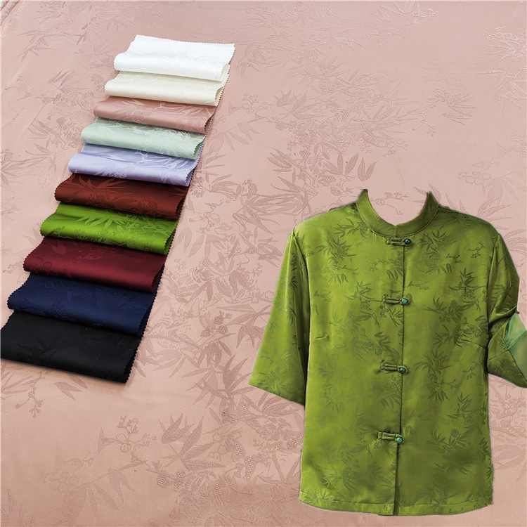 T346#暗纹缎面竹叶提花 女装衬衫连衣裙家居服睡衣里衬印花底部布