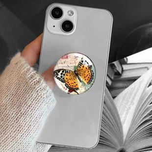 Retro Butterfly Series 40mm Time Gem Lazy Live Retractable Transparent Adhesive Mobile Phone Airbag Bracket