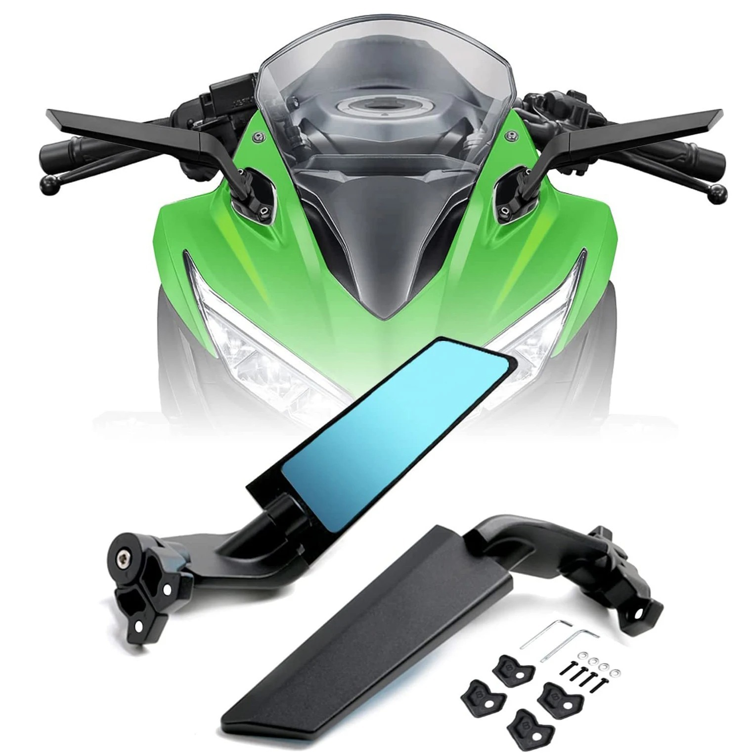 Cross-border modified motorcycle rearview mirror suitable for Kawasaki Suzuki Honda modified sports car fixed wing rotatable