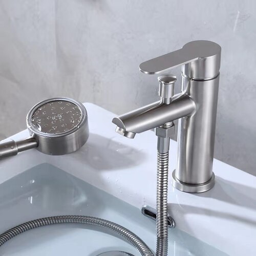 Stainless steel dual-use basin faucet multi-functional single hole with shower bath basin washbasin hot and cold faucet