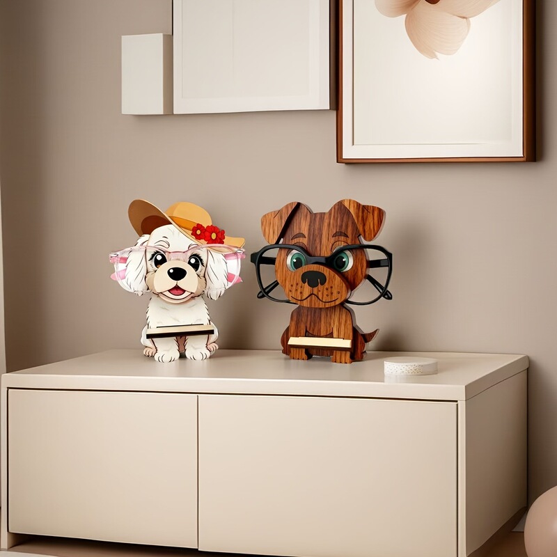Cross-Border Hot-Selling Cartoon Wooden Dog Glasses Holder Storage Rack Desktop Crafts Glasses Display Stand Cross-Border Hot-Selling Cartoon Wooden Dog Glasses Holder Storage Rack Desktop Crafts Glasses Display Stand