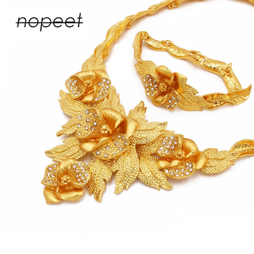 Golden jewelry, set, necklace and bracelet, chain, ring for bride, accessory