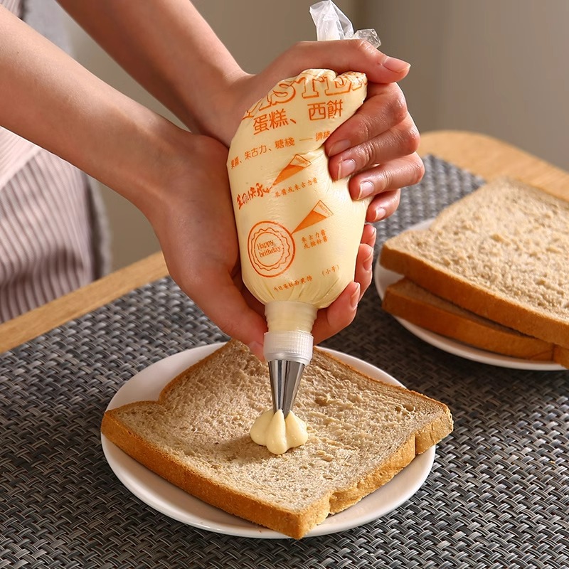 Boca de bolsa de flores para hornear un solo uso para bebés herramientas de alimentos suplementarios para pastel de crema bolsa de flores de acero inoxidable extrusora de flores