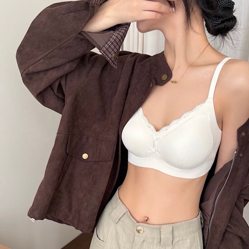 Genuine 151 # Sweet Bowknot Comfortable Breathable Underwear for Women with Small Busts, Push-Up, Beautiful Back, Thin Style, Teenage Girl Bra, Foreign Trade