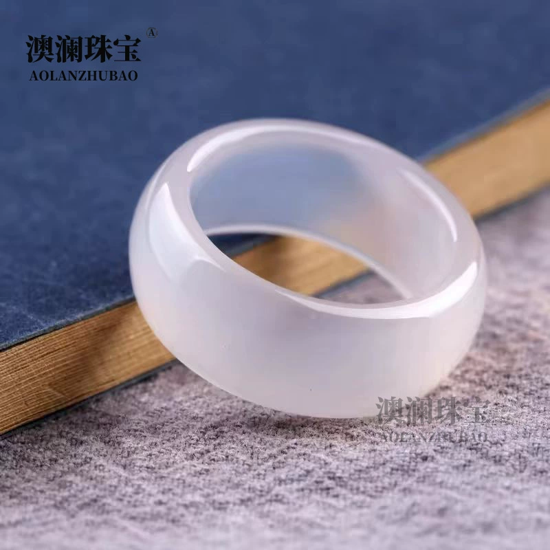 Кольцо из белого халцедона, ручное кольцо для бега, специальное тонкое кольцо, карта 6 мм, 9 мм, специальное кольцо для бега