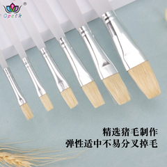 跨境透明磨砂水晶杆水粉水彩畫筆套裝豬毛畫筆馬毛筆刷尼龍毛畫筆