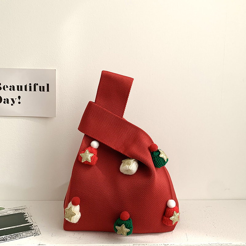 Bolsa de mochila para mujeres versátil 2025 nuevo bolso de regalo de navidad sombrero tridimensional nicho bolso de hombro de punto