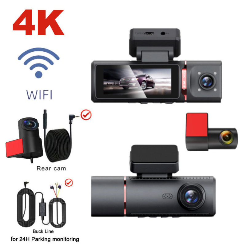 三面録画高画質4Kドライブレコーダー赤外線暗視駐車監視WiFi連動隠し型レコーダーカスタム|undefined