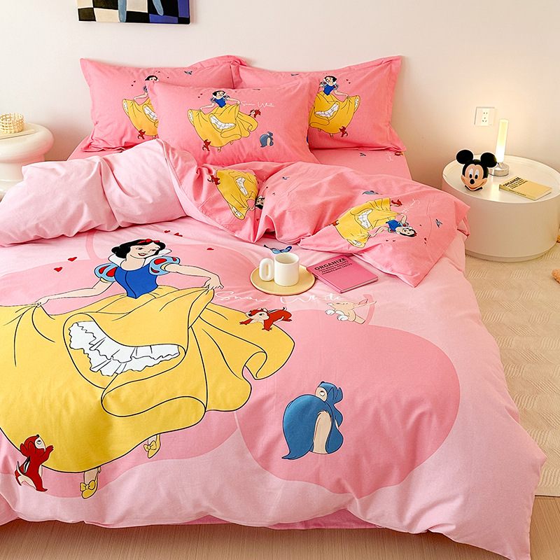 Todo el algodón grueso molienda Mickey otoño invierno impresión de cuatro piezas de dibujos animados para niños sábanas de algodón cubierta de tres piezas